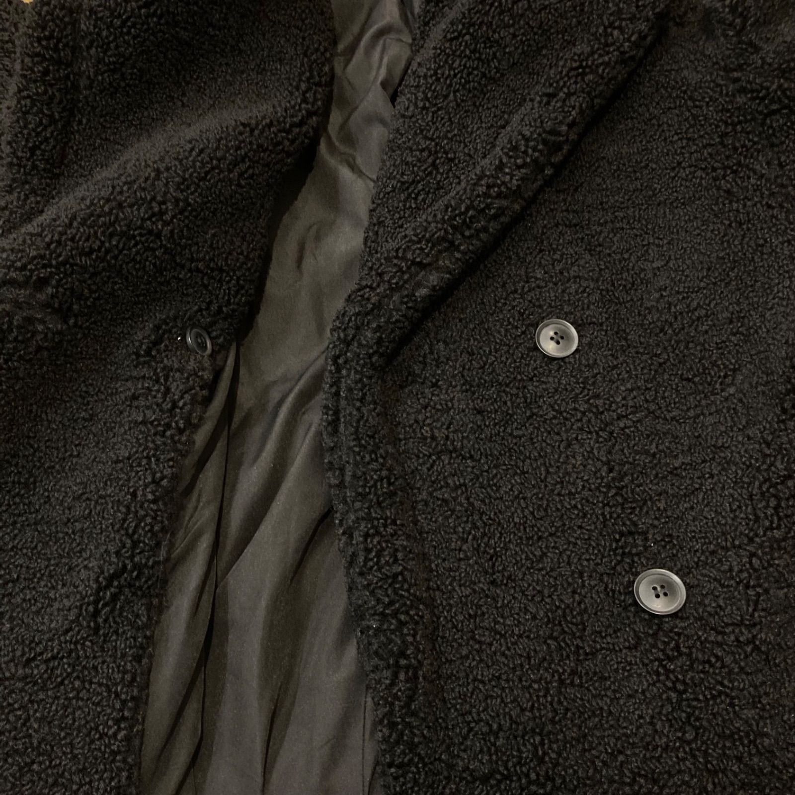 美品 ZARA ザラ ボア ロングコート 黒 ブラック サイズM ダブル