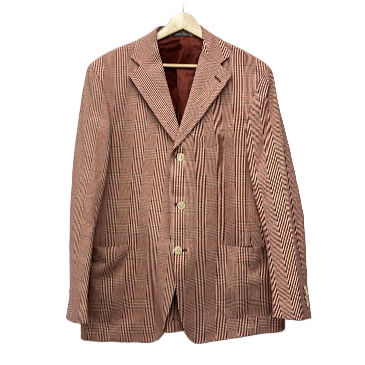 lardini(ラルディーニ) ジャケット サイズ52 メンズ美品 - レッド×アイボリー×ダークネイビー 長袖/グレンチェック柄/春/冬