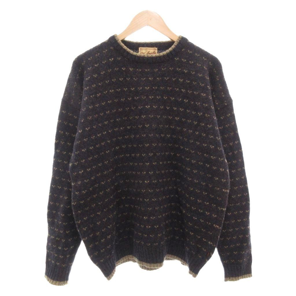 【中古】ウールリッチ WOOLRICH 90s 筆記タグ バーズアイ ハンドメイド ニット セーター XL 長袖 ネイビー ウールリッチ WOOLRICH 90s 筆記タグ ヴィンテージ バーズアイ
