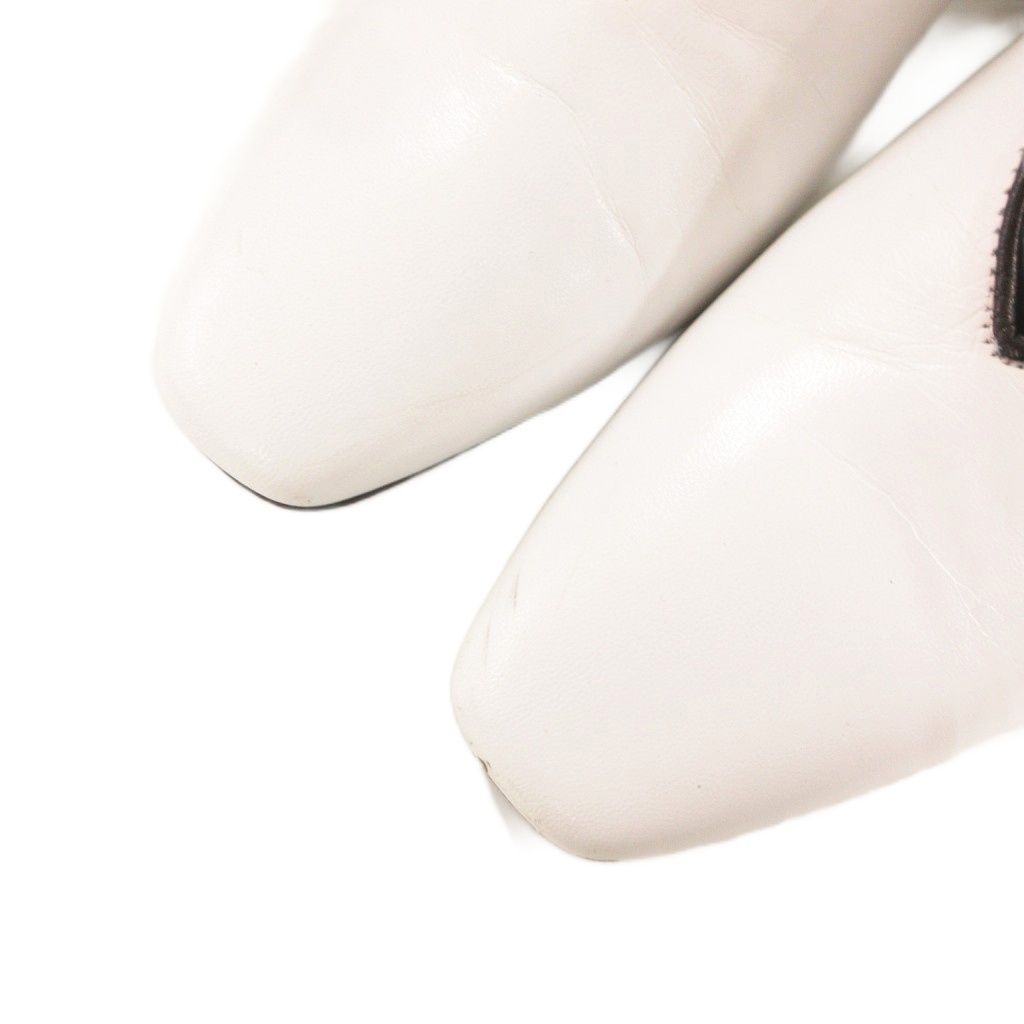  ジェイダブリューアンダーソン JWアンダーソン J.W. ミュール パンプス シリンダーヒール スクエアトゥ 37 白 ホワイト 黒 ブラック メタリック バイ リボン GV ミュール サンダル ミュール