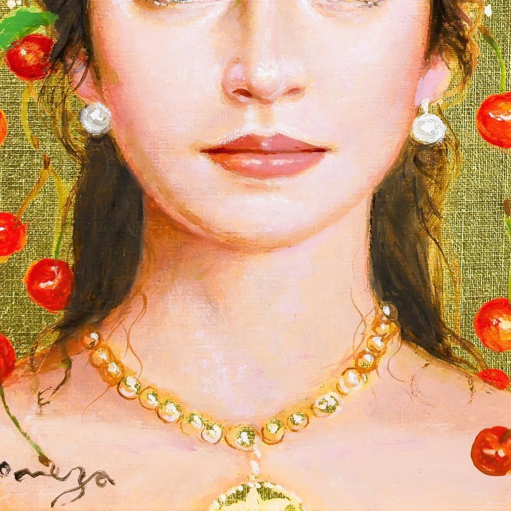 真作】【WISH】芝田米三「実りの詩」油彩 3号 ◇煌びやかに輝く・瑞々