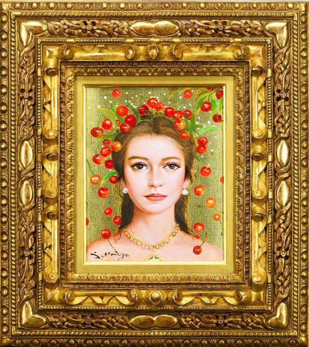 日本洋画壇の重鎮 芝田米三 フランス人形の絵 鉛筆とパステルによる