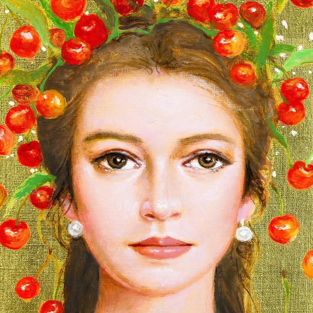 日本洋画壇の重鎮 芝田米三 フランス人形の絵 鉛筆とパステルによる