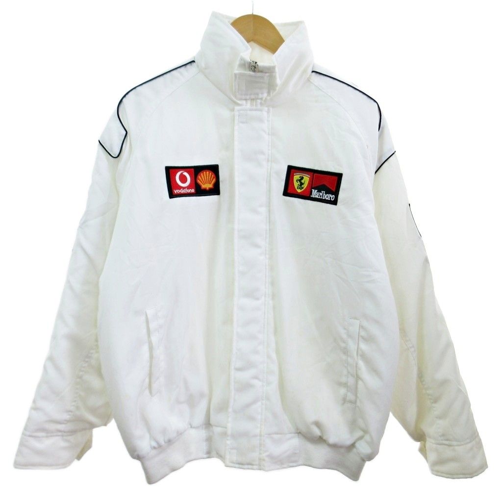 フェラーリ F1 レーシングジャケット 中綿ブルゾン ロゴ刺繍 L 白 1112
