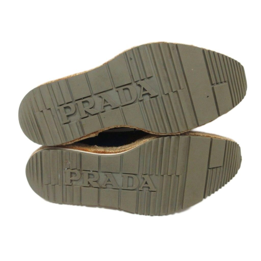 プラダ PRADA 希少 エスパドリーユ ダービーシューズ 革靴 ウイング  