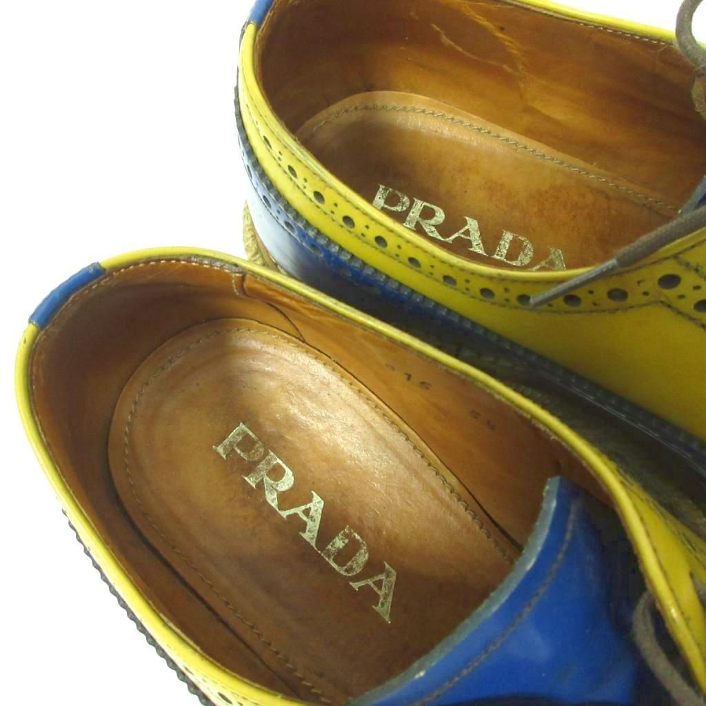 プラダ PRADA 希少 エスパドリーユ ダービーシューズ 革靴 ウイング  