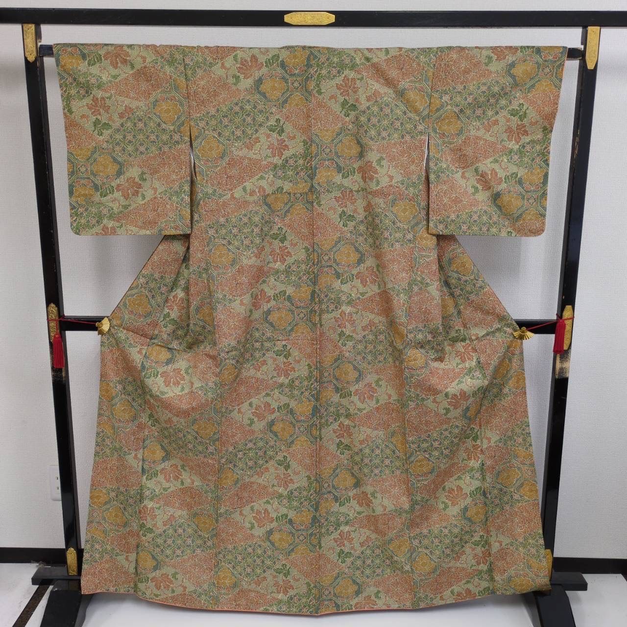 小紋 裄64.5 正絹 染めの素敵なデザイン 袷 着物 MK-1231 - メルカリ