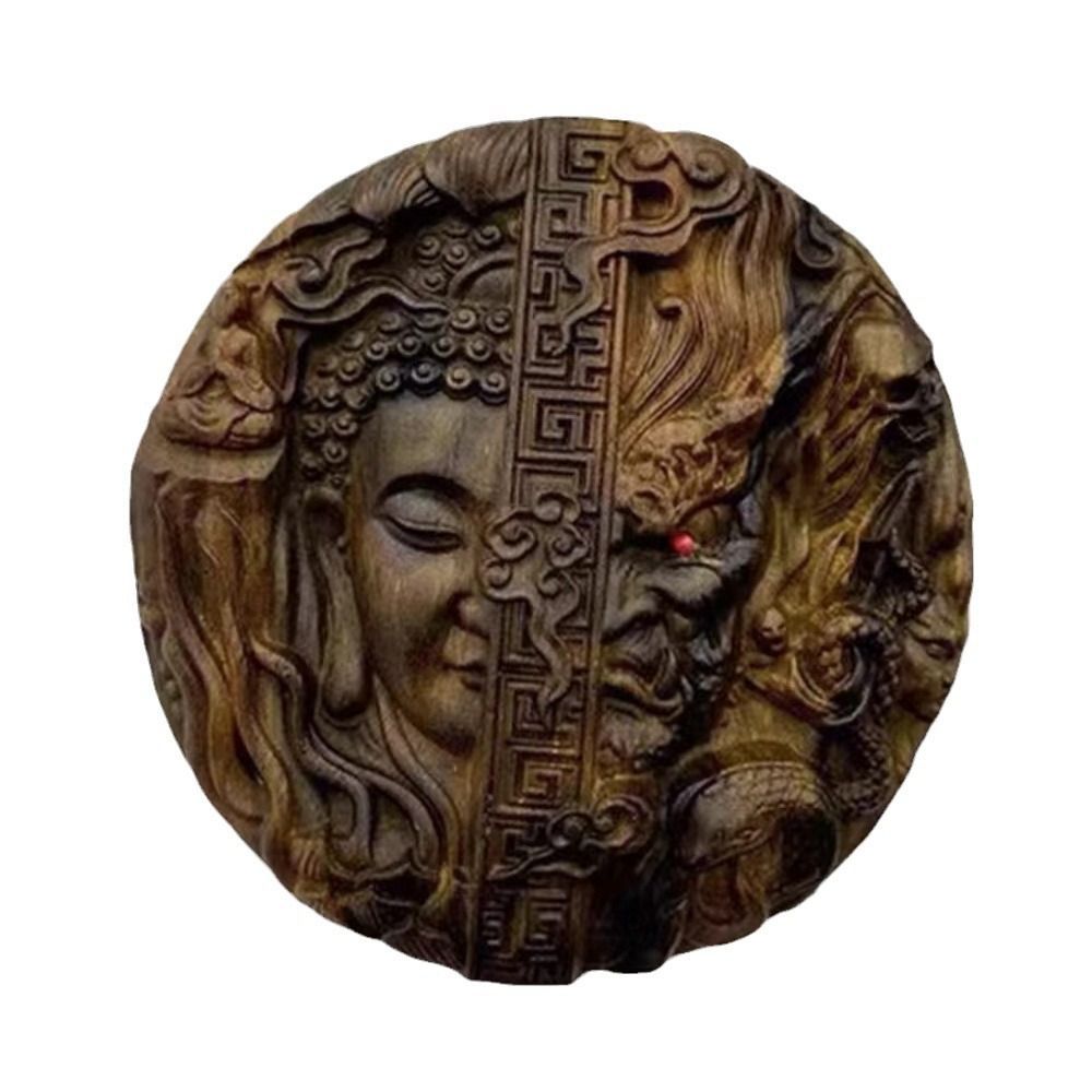 沈香木製仏像 約20cm 送料無料】沈香木彫刻 両面彫り 一念之間 観音 仏像 置物 仏壇