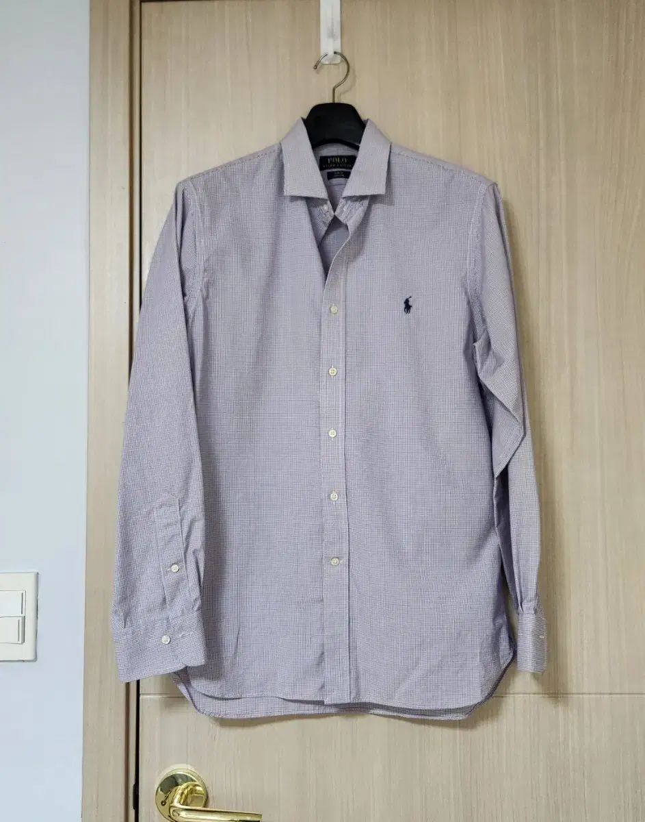 ポロラルフローレン スモールチェック柄シャツ バイオレット スリムフィット 95 100