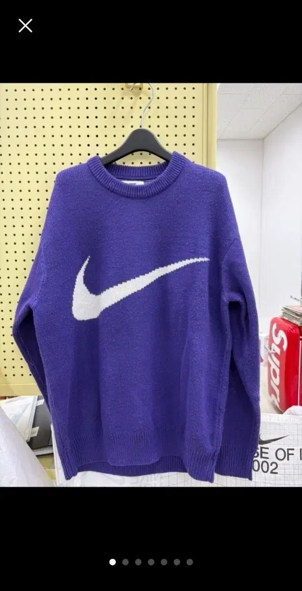 ナイキ シュプリーム スウッシュ パープル ニット セーター M