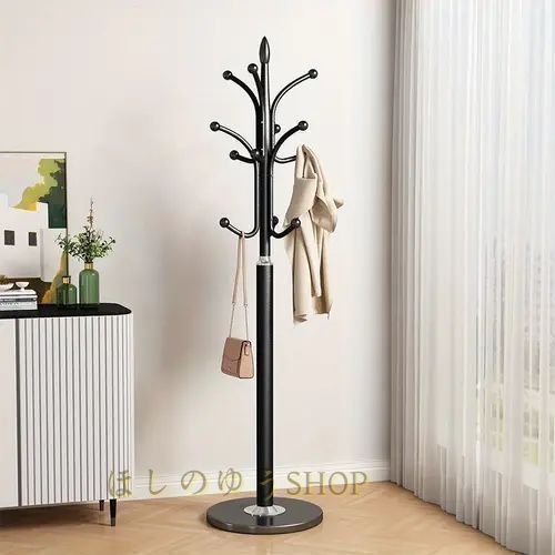 洋服掛け 自立式コートラック ステンレス製 バッグ＆ジャケット用フック付き ハンガーラック おしゃれ かわいい 北欧 モダン 帽子 スカーフ
