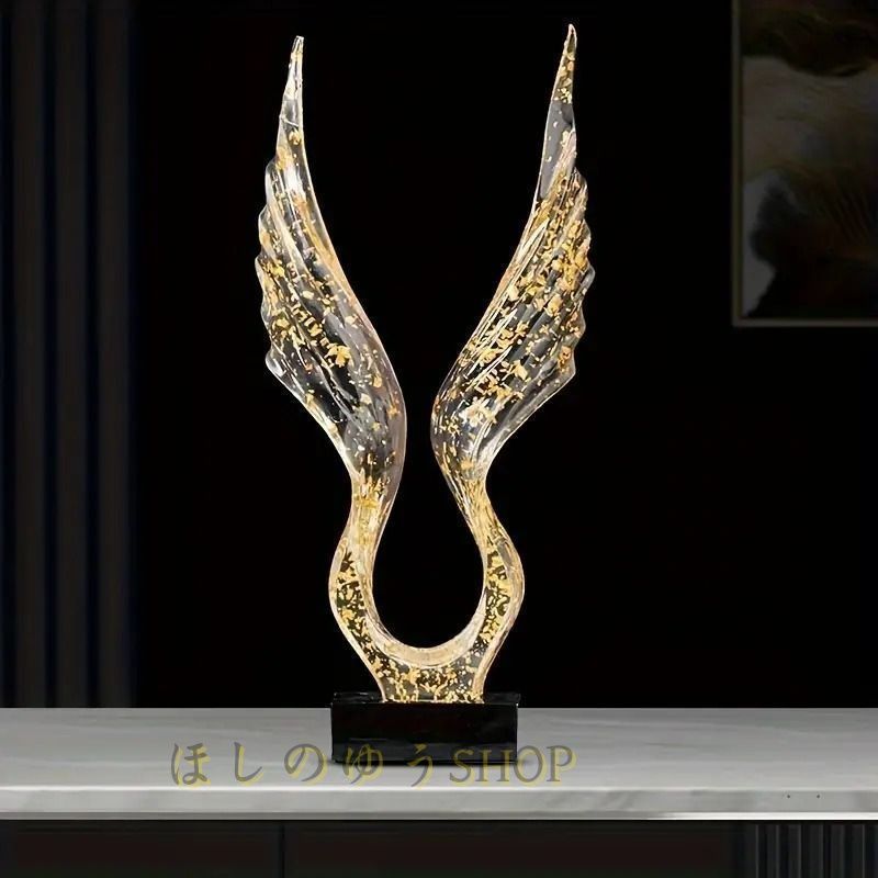 置物 オブジェ エンジェルウィングス 翼 置物 鷹 天使 おしゃれ エレガント モダン 装飾品 クリア ゴールド リビング 玄関 インテリア ディ
