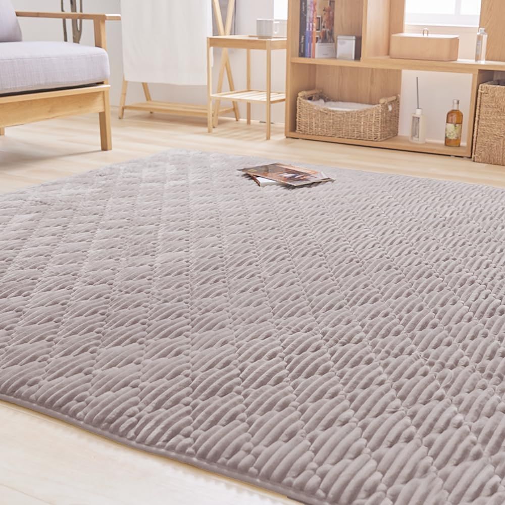 アイリスプラザ カーペット ラグマット ラグ 洗える 滑り止め 190 240 3畳 抗菌 防ダニ 長方形 フランネルラグ おしゃれ かわいい グレージュ