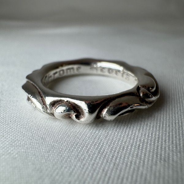 鑑定済 安心 極美品 インボイス原本無修正 クロムハーツ スクロールバンドリング インボイス原本】CHROME HEARTS/クロムハーツ スクロールバンドリング