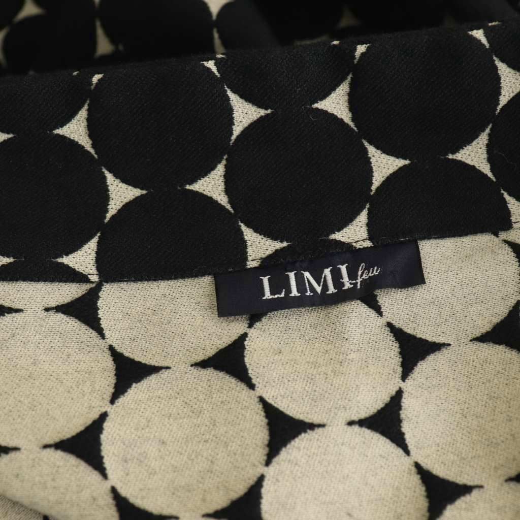 リミフゥ LIMI feu 総柄 変形ワンピース ひざ丈 ブラック /DF □OS