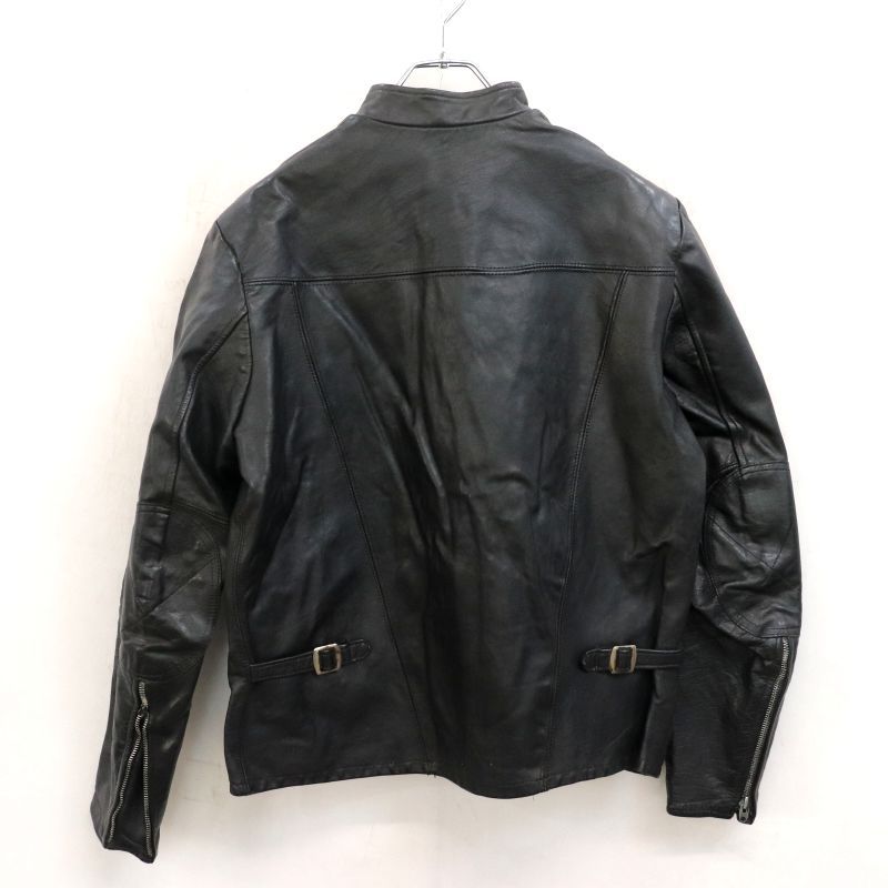 60s 70s 無地 カウハイド エルボーパッチ シングルライダースジャケット メンズ Lサイズ相当