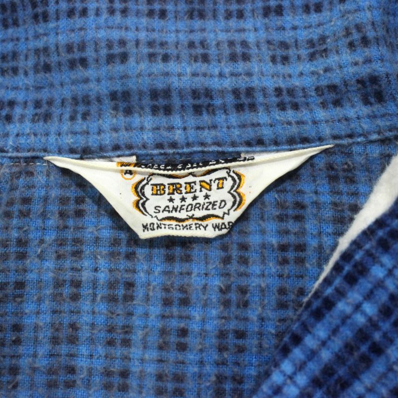 60s vintage BRENT オープンカラー ネルシャツ パジャマ 長袖シャツ