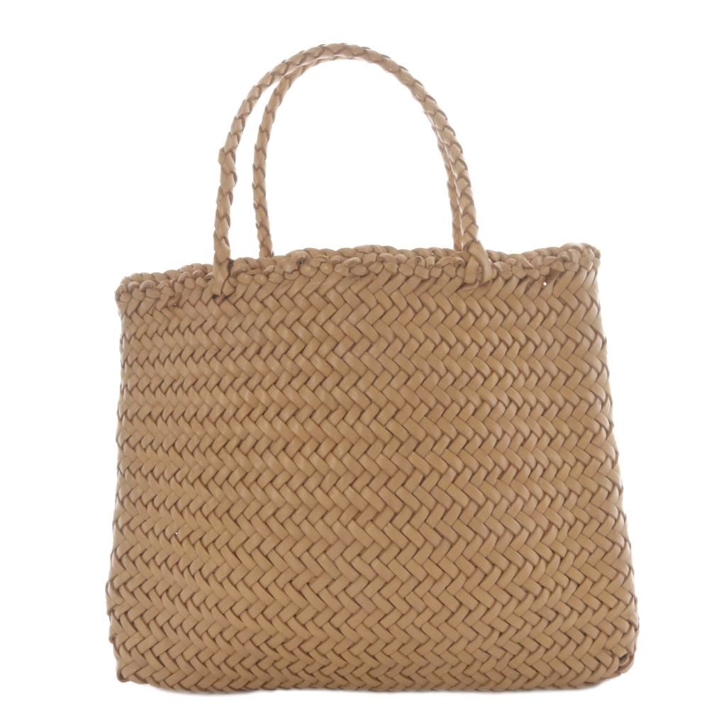 ドラゴン DRAGON トートバッグ ハンドバッグ 編み込み レザー ブラウン YO11