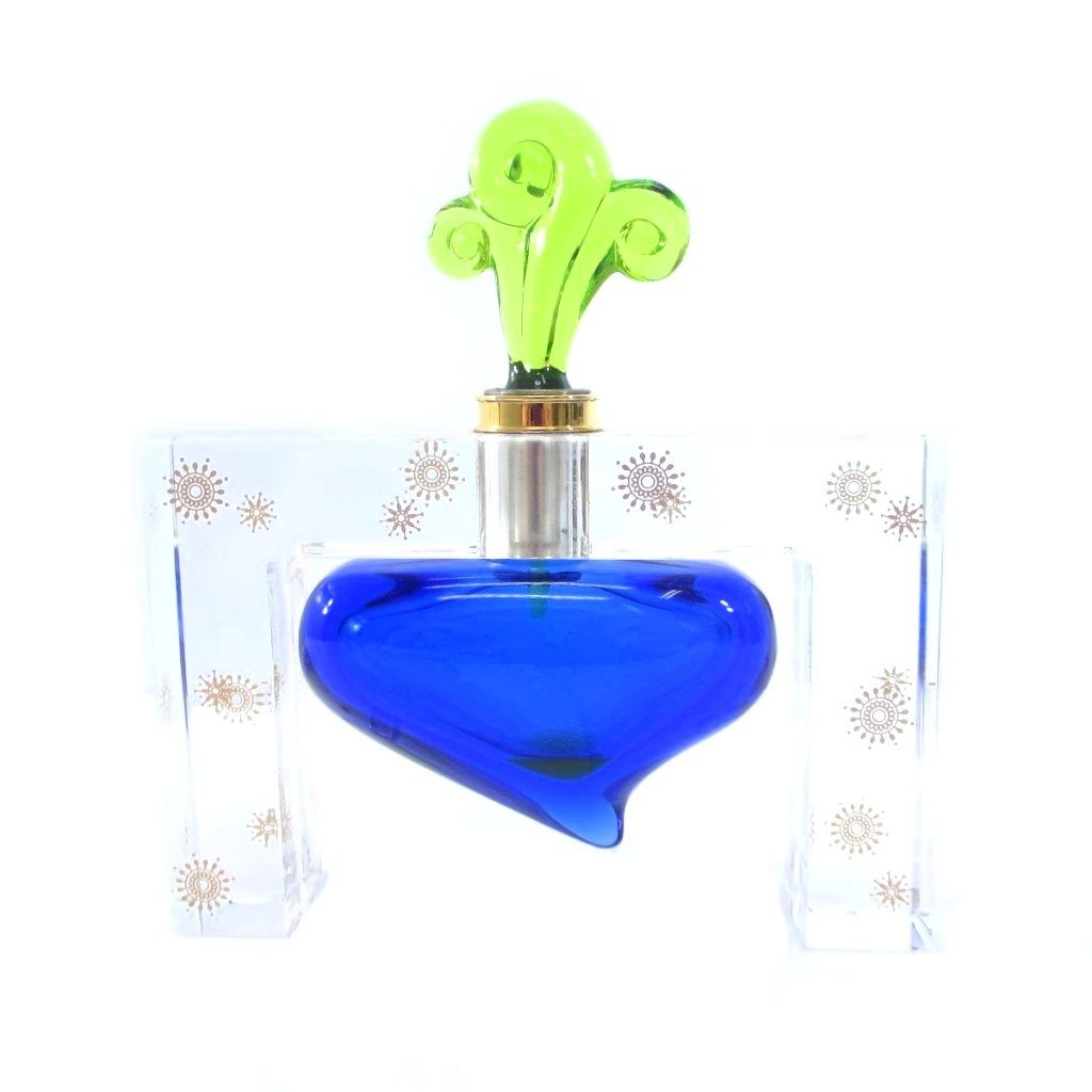 バカラ Baccarat 1997年製 916 1500 星降るベンガルの夜 パフュームボトル 金彩 置物 インテリア フランス製 クリスタルガラス 青 ブルー クリア