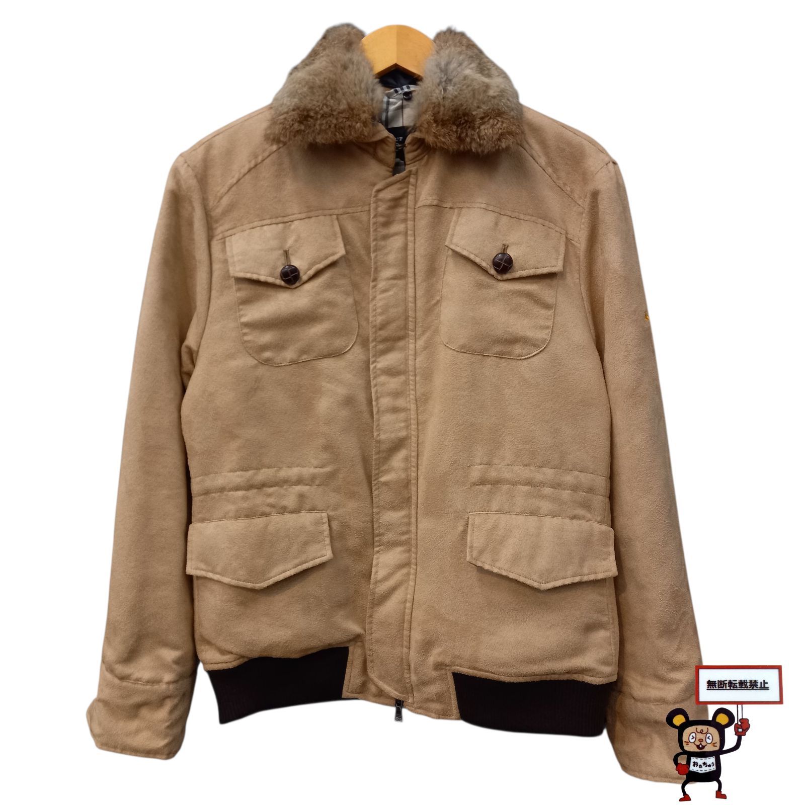 67.BURBERRY BLACK LABEL ラビットファー スエード調 ジャケット