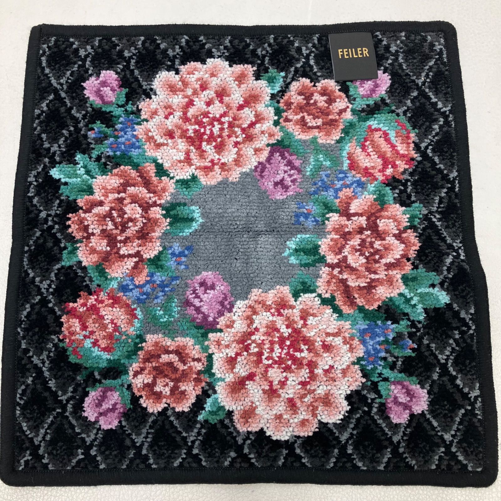 【新品】フェイラー花柄刺繍ウールショール 6266 FEILER フェイラー ロマンス ブラック 花柄 フラワー レディース