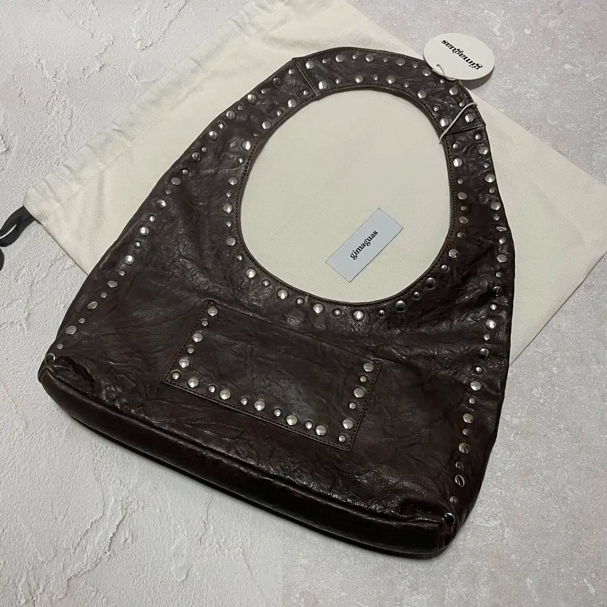 麻 キマ グアスト Franca フランス ラムスキン ショルダーバッグ ブラウン