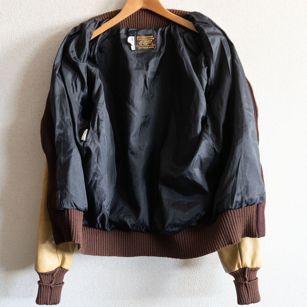 美品】SKOOKUM【メルトン×レザー スタジャン】40 スクーカム ブラウン