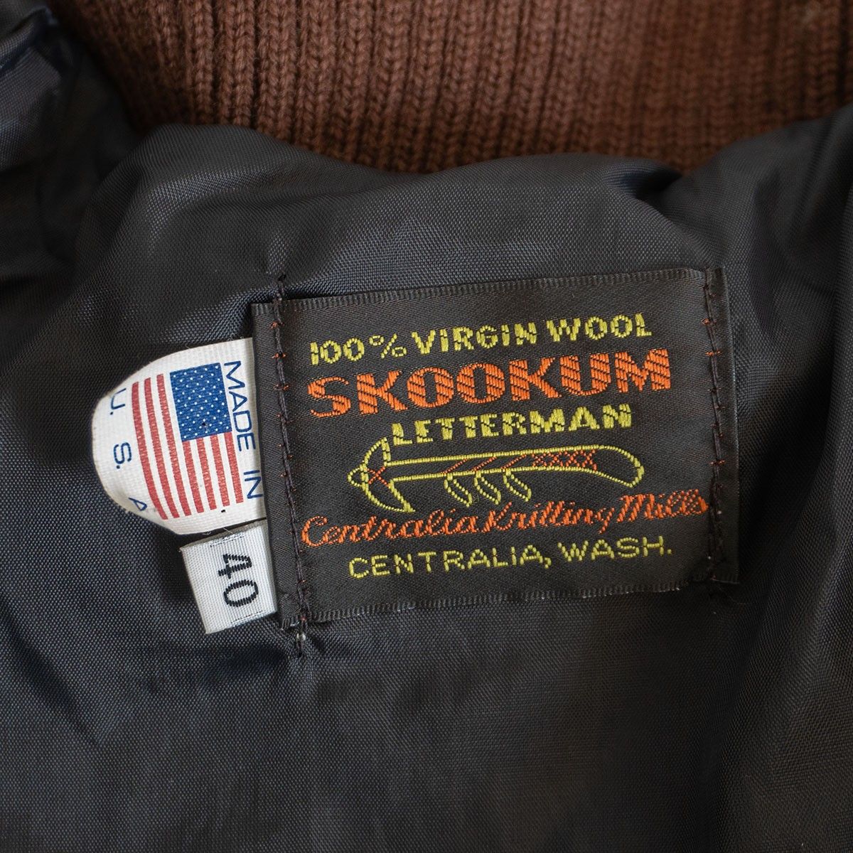 美品】SKOOKUM【メルトン×レザー スタジャン】40 スクーカム ブラウン 