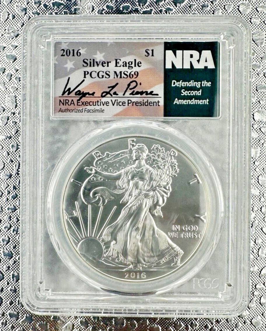 2016年 $1 アメリカン シルバー イーグル PCGS MS69 *NRA* ラ ピエール