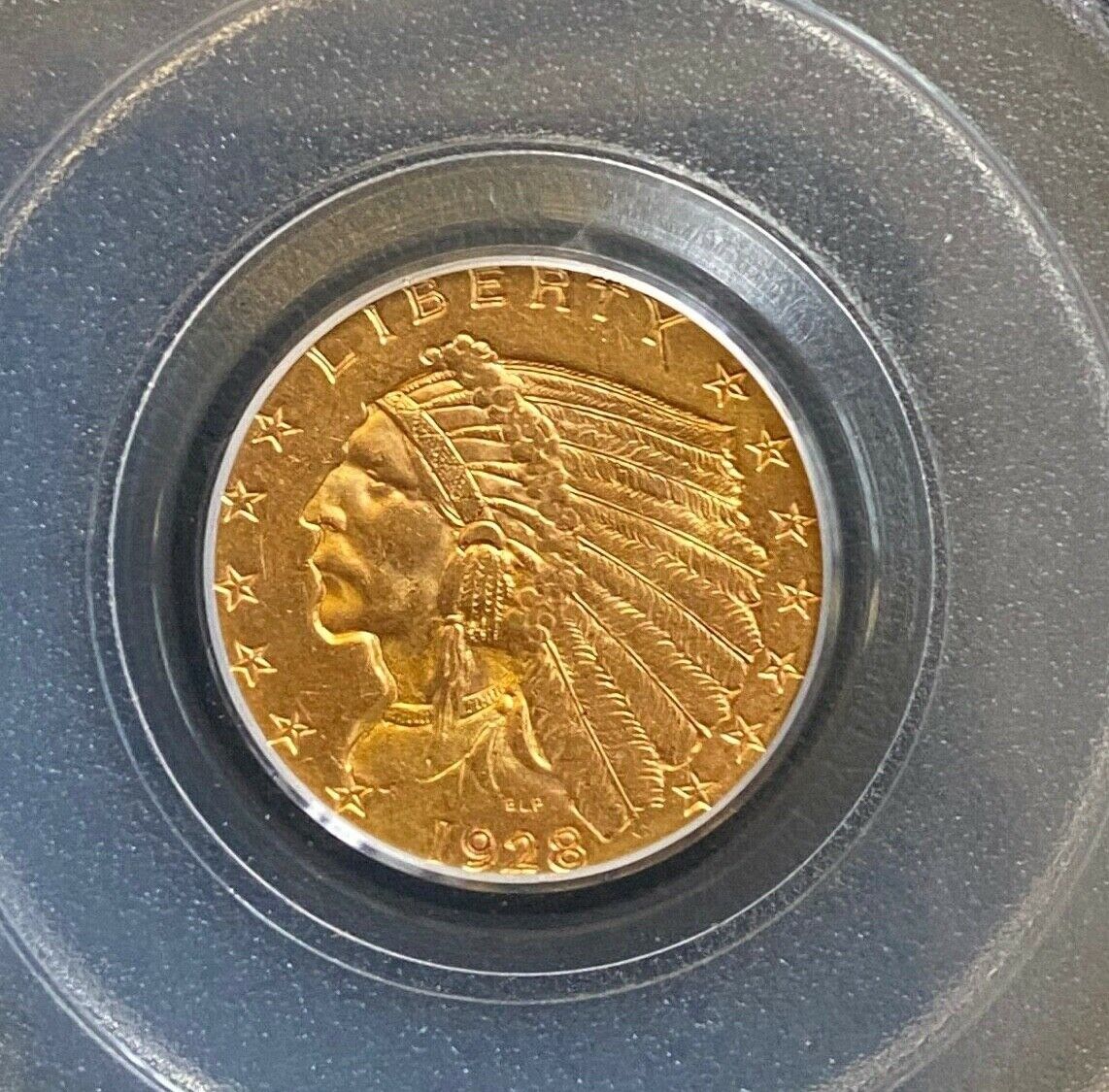 1928年製インディアンヘッド 2.5ドル クォーターイーグル金貨 PCGS MS