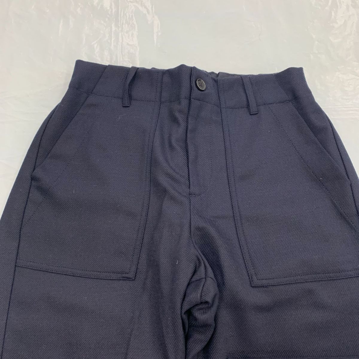 日本製／Leshy forest】レディース ネイビー ワイドテーパードパンツ