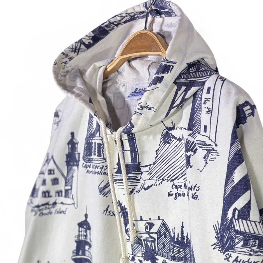 90s ミシガンラグ USA製 総柄 灯台 コットンジャケット コットン