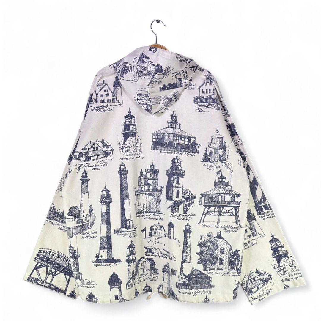 90s ミシガンラグ USA製 総柄 灯台 コットンジャケット コットン