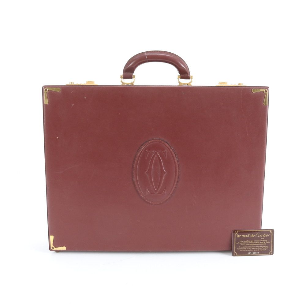 【美品】カルティエ　バーガンディ フラップハンドバッグ　ギャランティカード付き 美品】カルティエ バーガンディ フラップハンドバッグ ギャランティ