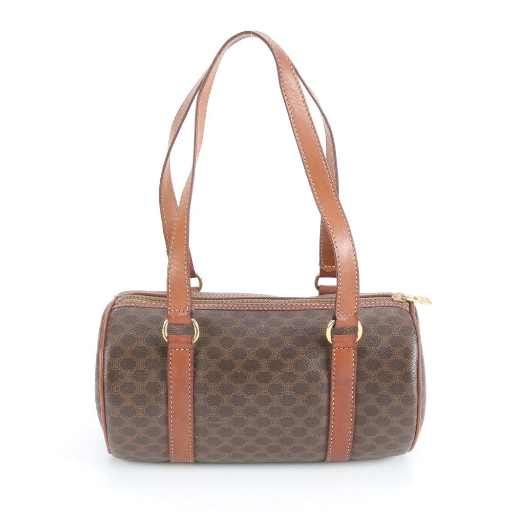 【美品】CELINE セリーヌ マカダム PVCレザーボストンバッグ トリオンフ CELINE ボストンバッグ マカダム トリオンフ ヴィンテージ PVC レザー