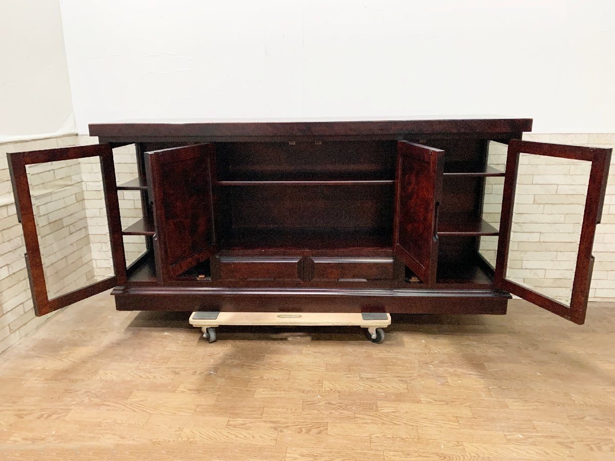 九州民芸家具　サイドボード 飾り棚 九州民芸家具 カバ材 無垢 サイドボード リビングボード 飾り棚