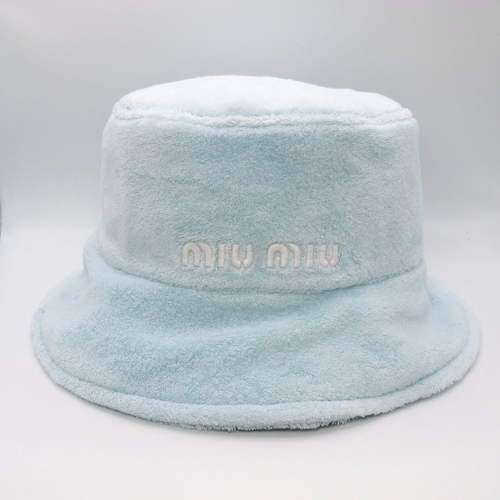 MIUMIU ロゴ バケットハット ブルー コットン ミュウミュウ - メルカリ