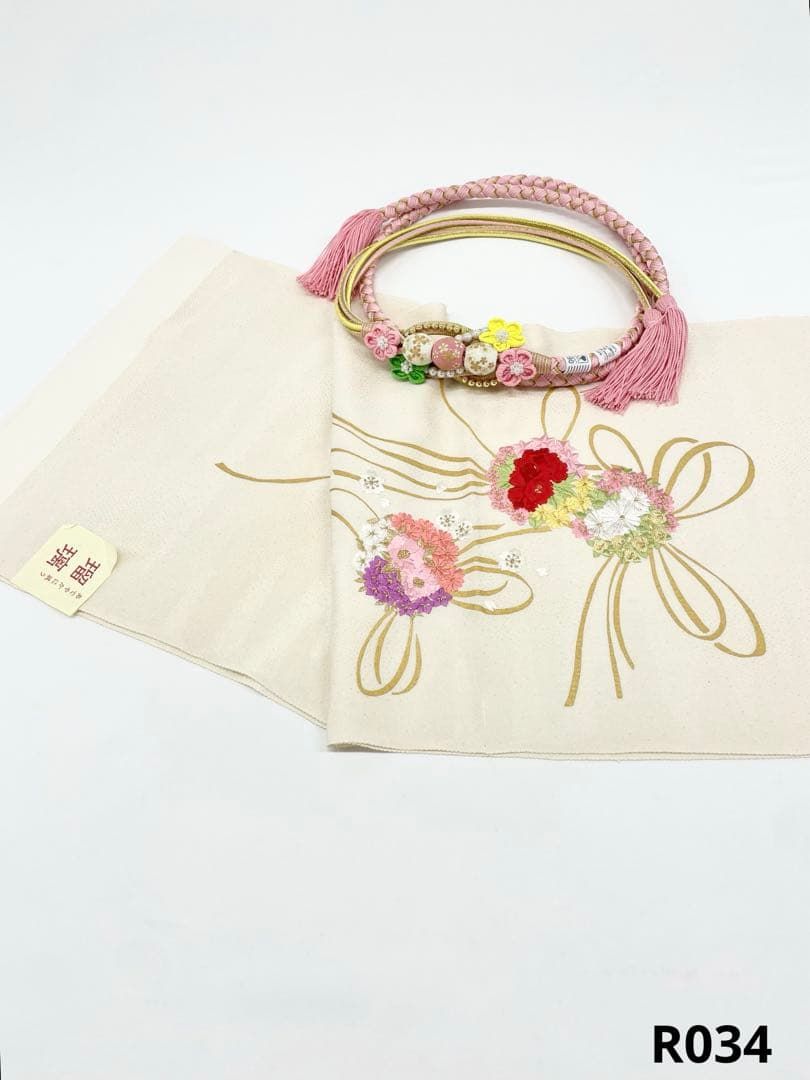 振り袖　セット　袋帯　帯揚げ　帯締め　金彩加工　刺繍入り　美品　348 振り袖 セット 金彩加工 刺繍入り 全通袋帯 疋田柄 振袖 成人式 189