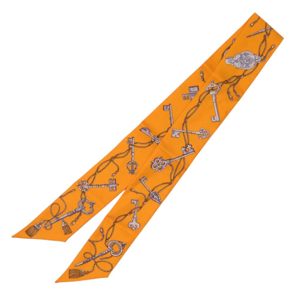 美品 エルメス ツイリー LES CLES A POIS レクレアポア シルク