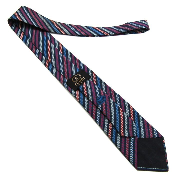 フェンディ ブランド ネクタイ ズッカ柄 ストライプ柄 PO メンズ