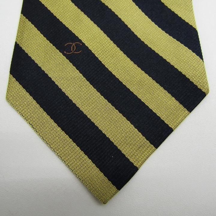 シャネル ブランド ネクタイ ココマーク ストライプ柄 シルク PO