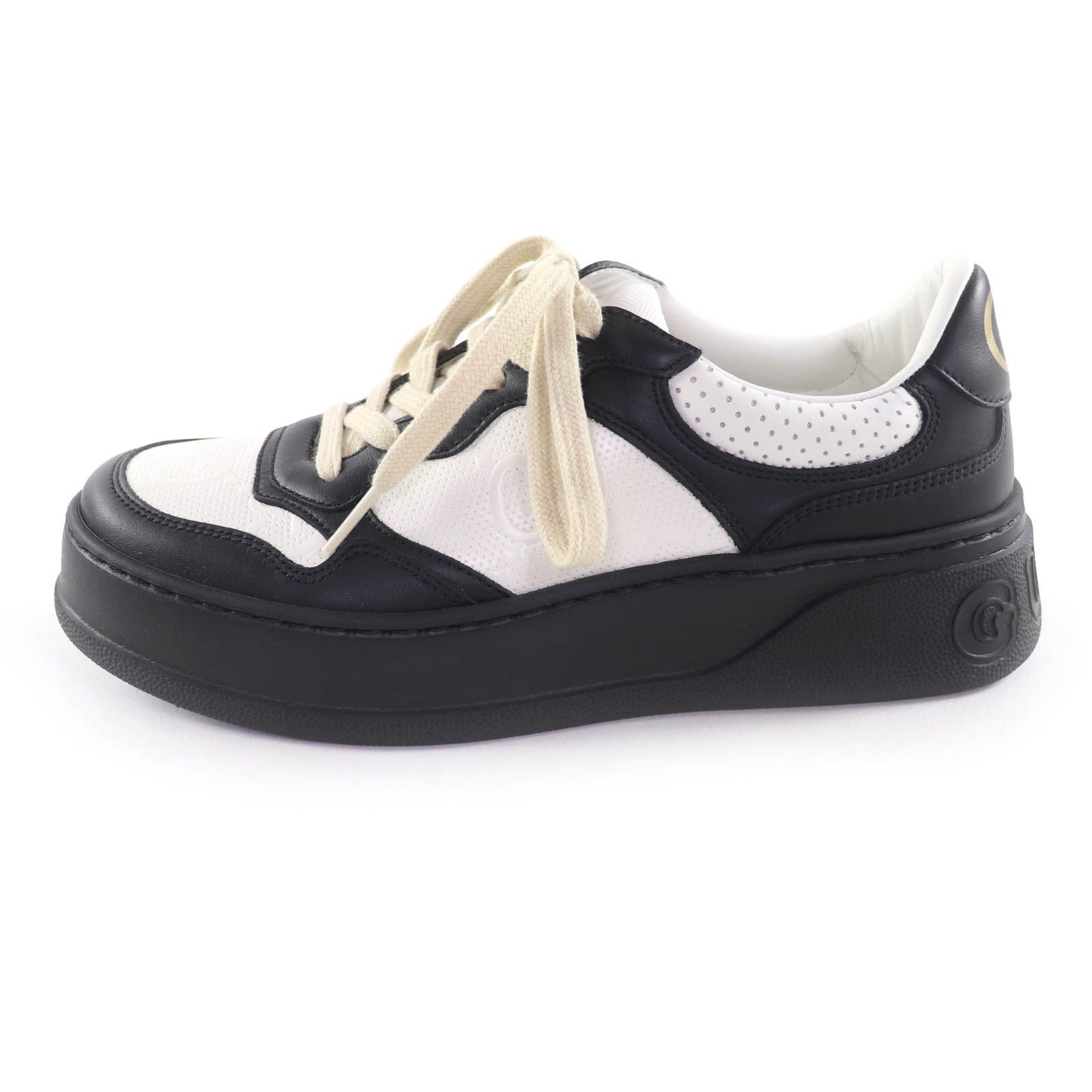 極美品☆GUCCI グッチ 684911 GGエンボス レースアップ レザー