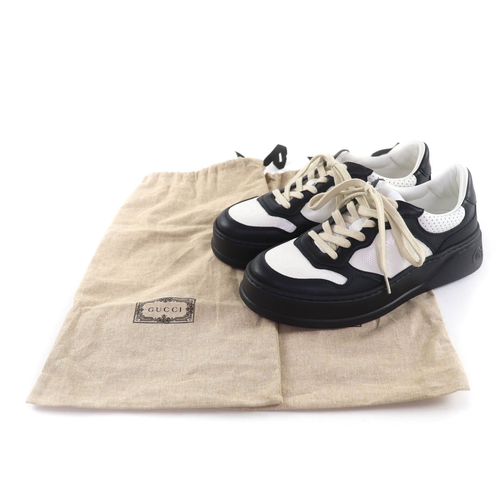 美品　希少サイズ　GUCCI グッチ　スニーカー　レザー　GGロゴ　エンボス 美品 希少サイズ GUCCI グッチ スニーカー レザー GGロゴ エンボス