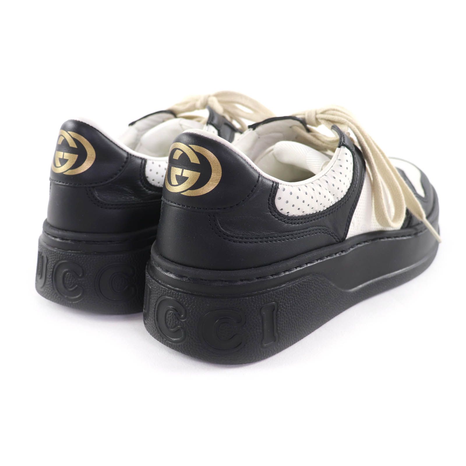 極美品☆GUCCI グッチ 684911 GGエンボス レースアップ レザー