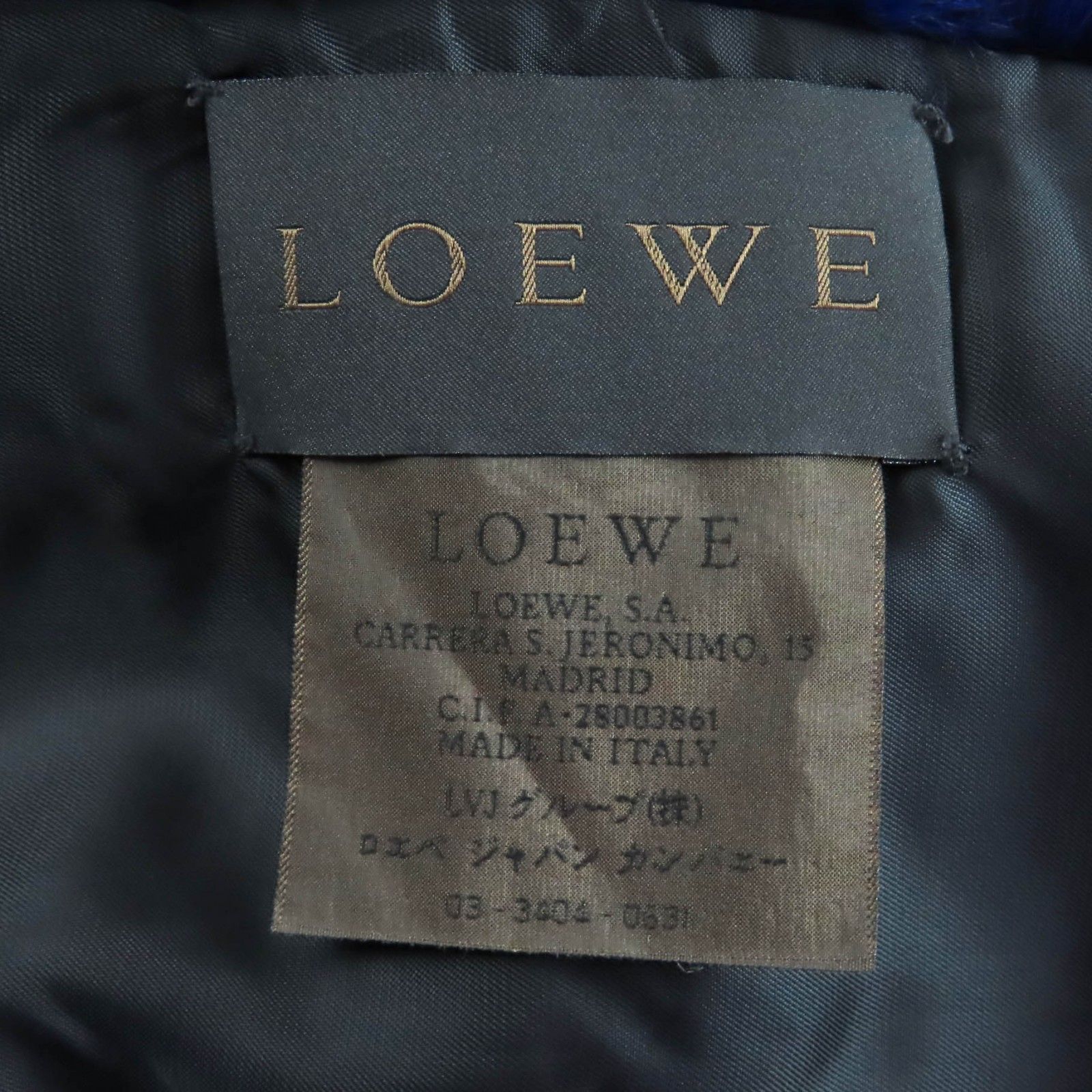 美品☆LOEWE ロエベ オリラグファー 裏地ロゴ入り マフラー ストール  