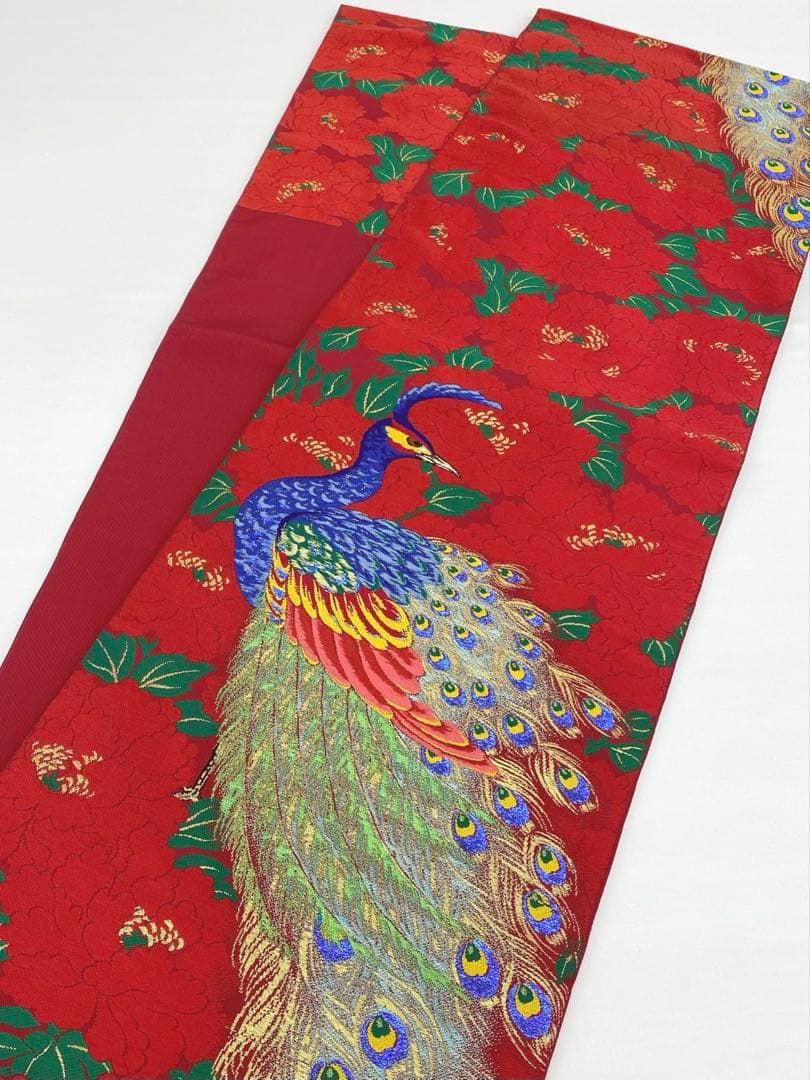 袋帯 龍 虎 孔雀 鳳凰 鳥 動物 金糸 正絹 Q945 袋帯 龍 虎 孔雀 鳳凰 鳥 動物 金糸 正絹 - メルカリ