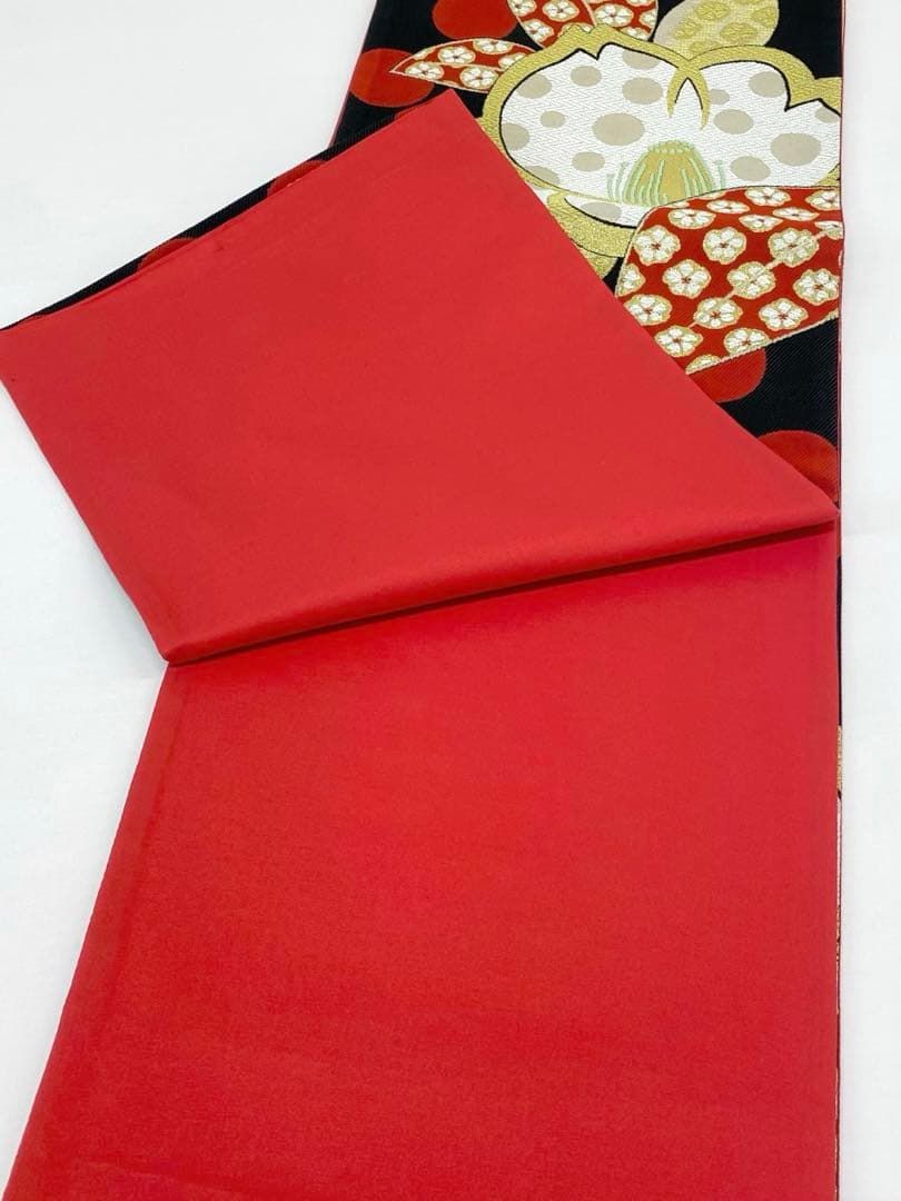 袋帯 正絹 振袖 大輪 椿 ドット D156 - メルカリ