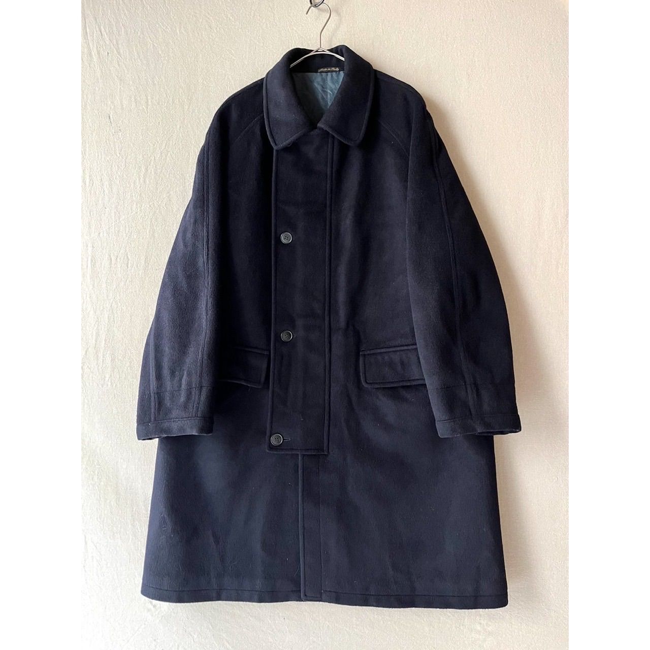 イタリア製 90s Vintage ウール コート / 52 ネイビー ユーロ