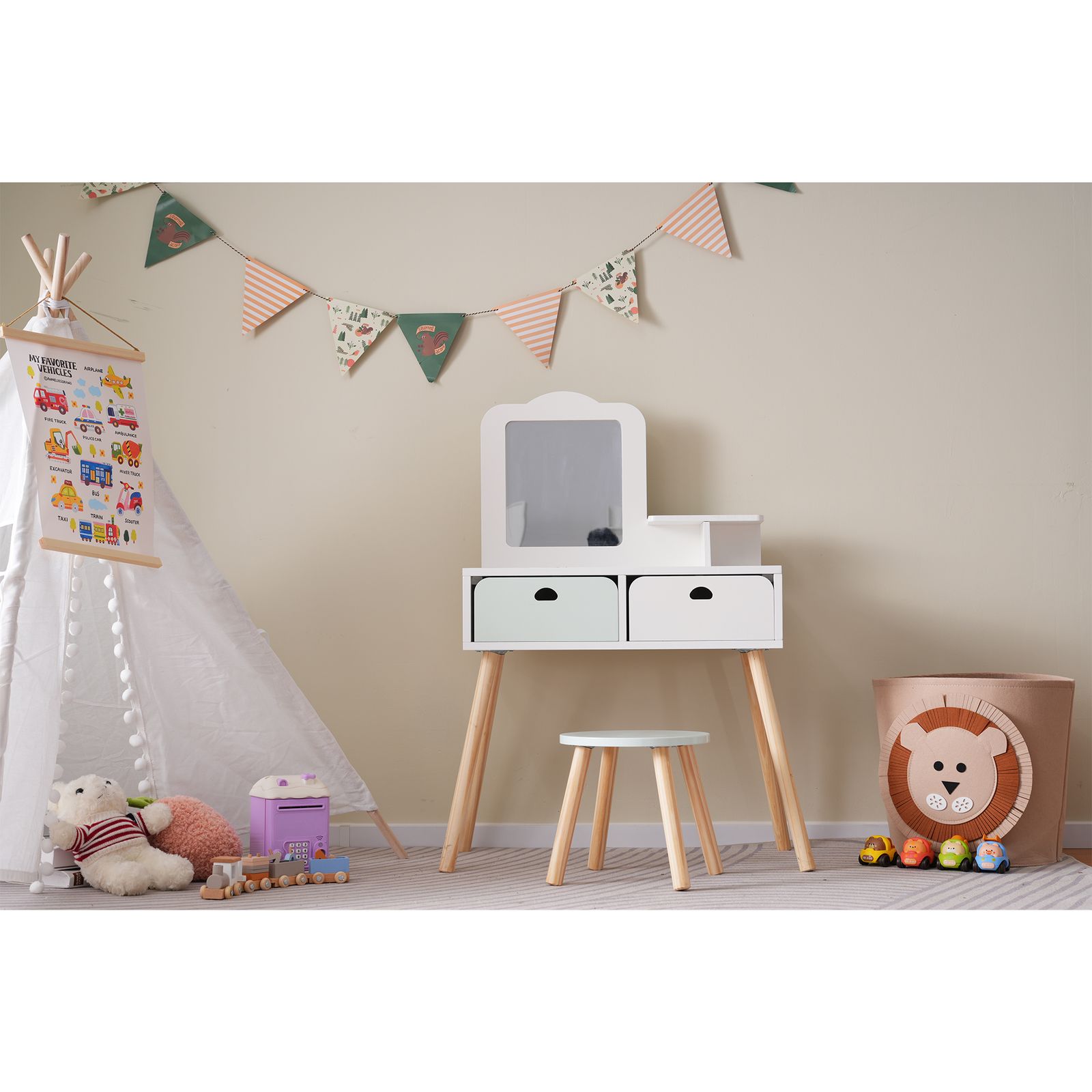 おままごとドレッサー ドレッサー 木製 化粧台 鏡台 引き出し 可