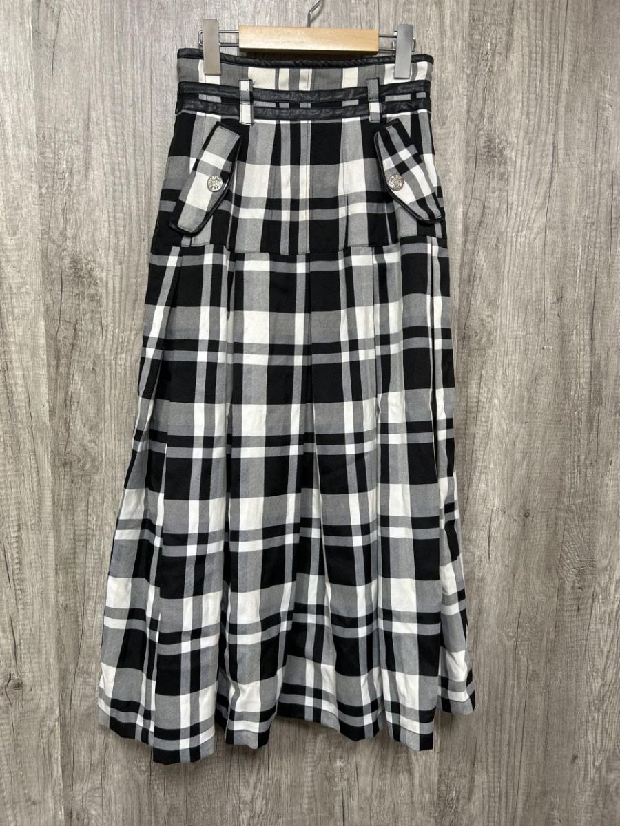 【ももたろう】her lip toフレアスカート ブラック Her lip to ハーリップトゥ チェック柄 フレア ロング スカート sizeM